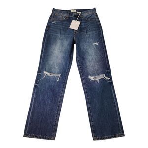 NWT Pistola “Charlie” high rise classic straight leg ankle Sz 26 Aurora Distress